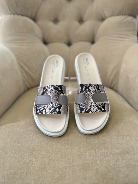 Ecco Shoes - NEW Auth ECCO Women's FLOWT OASIS Snake Embossed Leather Slides